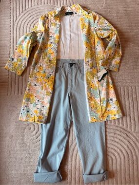 Harve Benard Yellow and Green Floral Coat